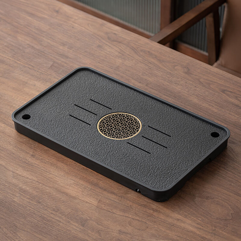 Bàn Trà Đá Nhỏ Kiểu Hiện Đại Bằng Gốm Sứ Đen Khoan Dung Tích Lưu Trữ Nước Thoát Nước Bàn Trà Đá Nhẹ Sang Trọng