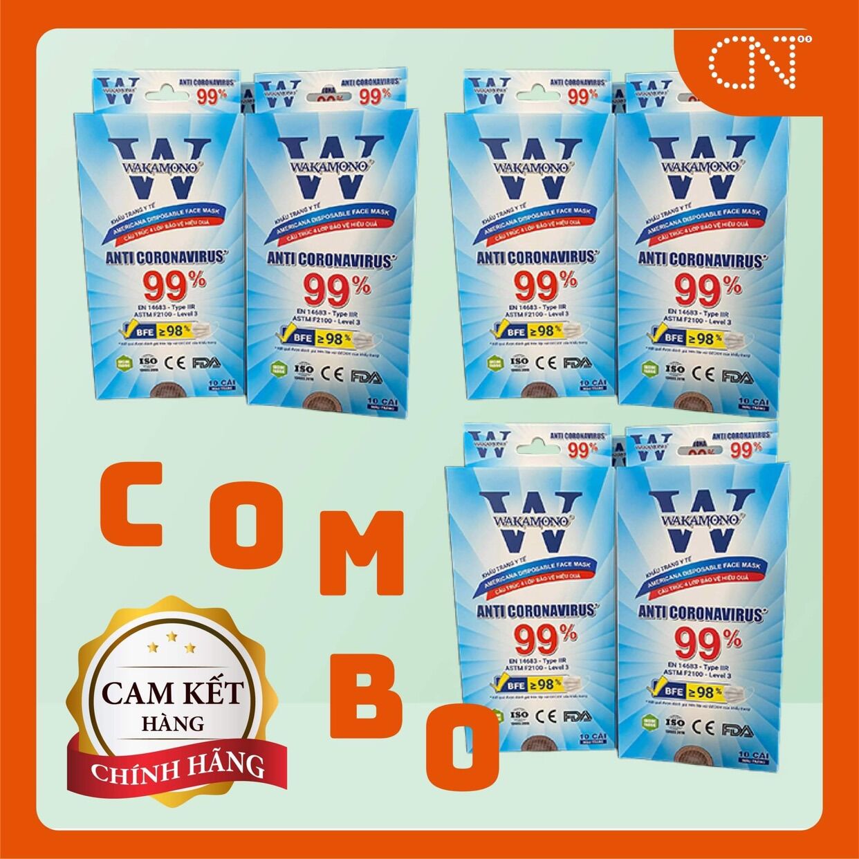 [Combo 10 hộp siêu rẻ] Khẩu trang Wakamono (cam kết chính hãng, tem má đầy đủ, hình thật)
