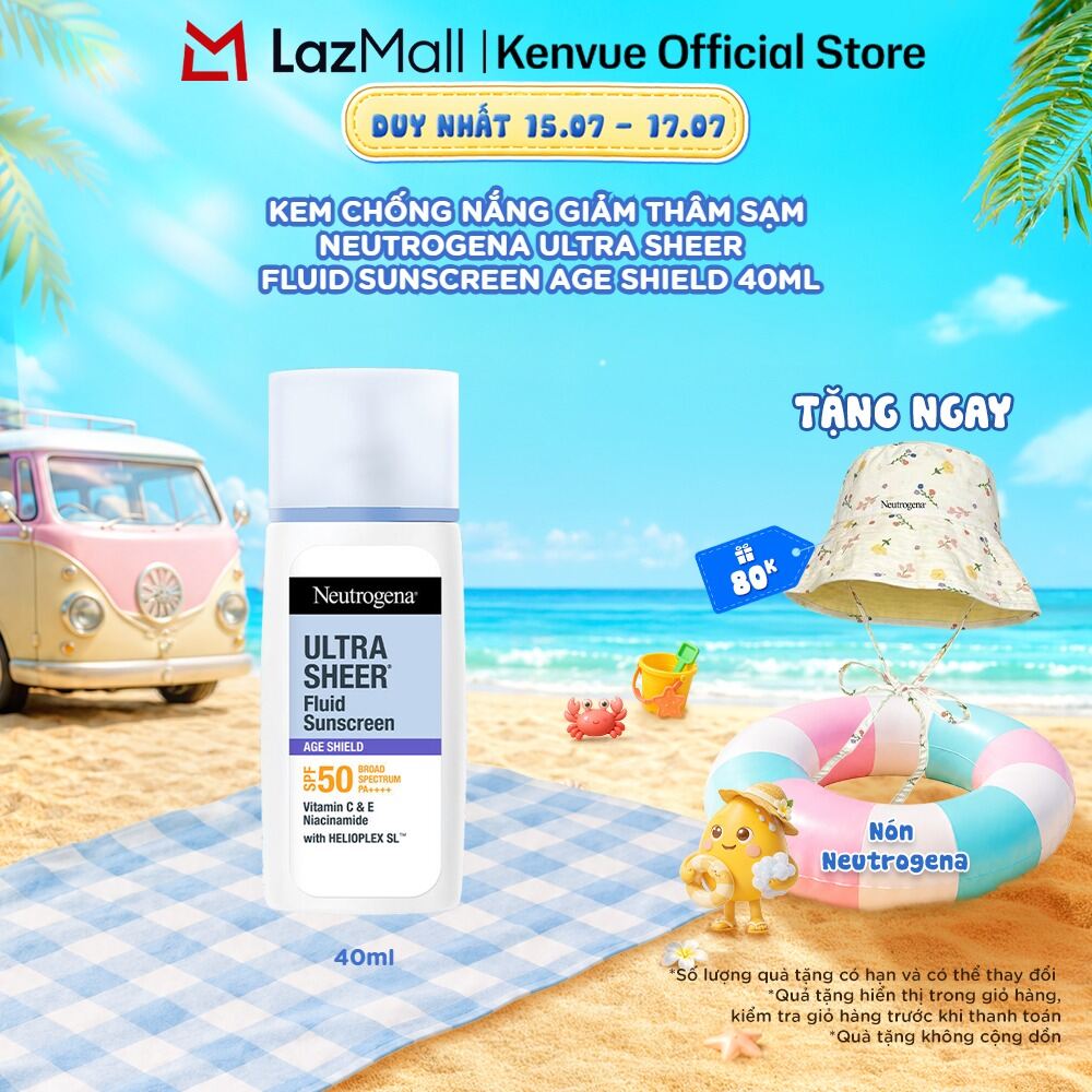 Kem chống nắng Neutrogena® Ultra Sheer Fluid Sunscreen Age Shield SPF 50 Broad Spectrum PA+++ 40ml