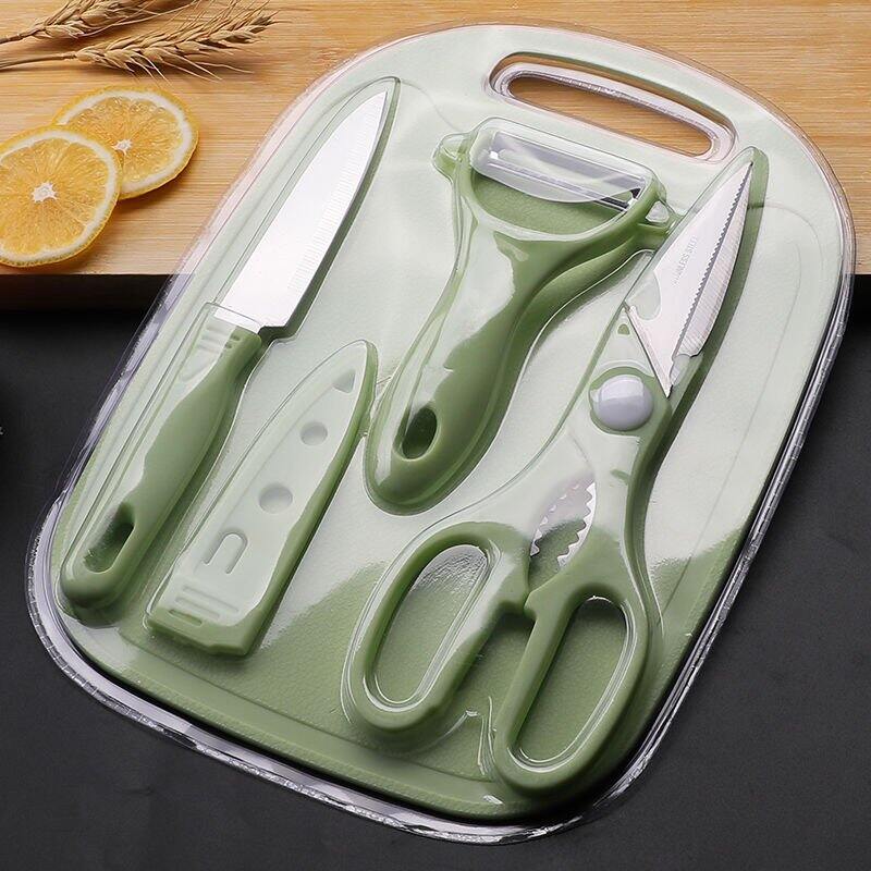 (HCM_ Hàng sẵn) Set 4 món dao , kéo , nạo kèm thớt