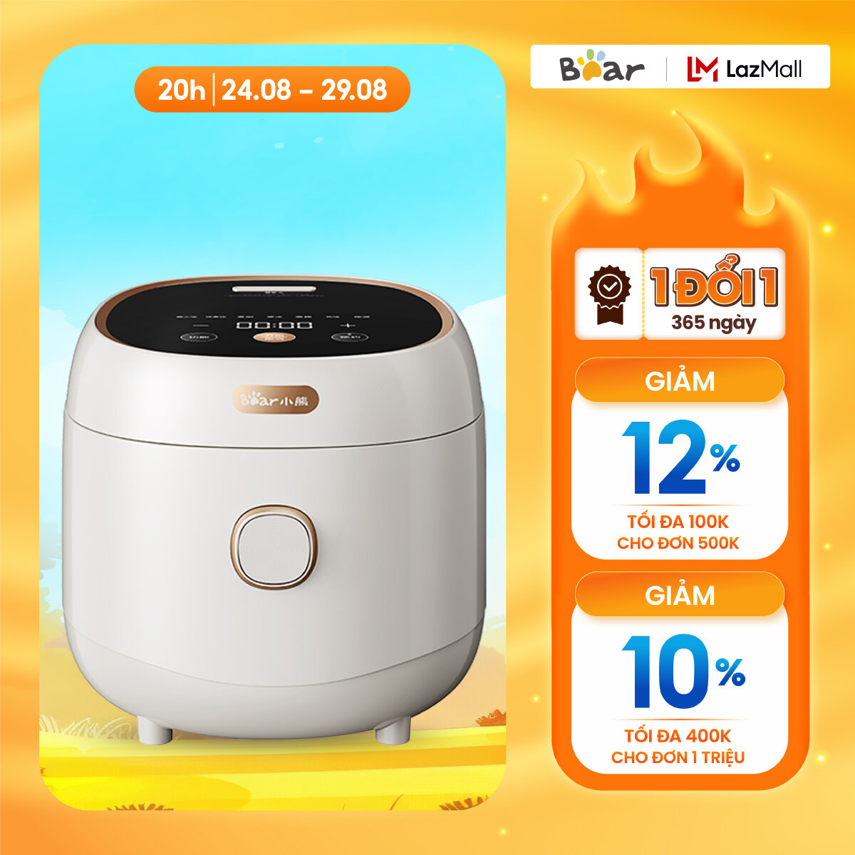 Nồi cơm điện 4l bear dfb-c40k6- hàng chính hãng-bh 18 tháng