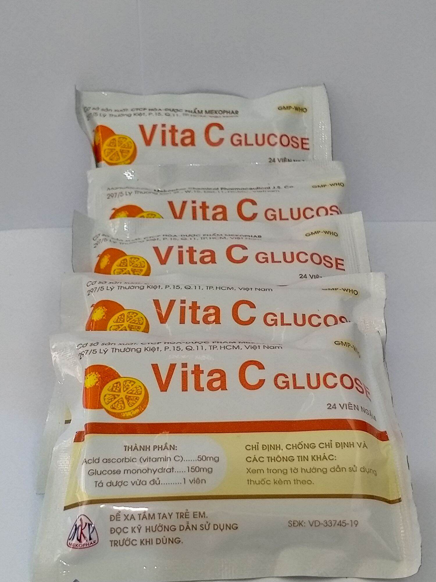 Combo 5 Gói C Ngậm Vita C Glucose Gói 24 Viên