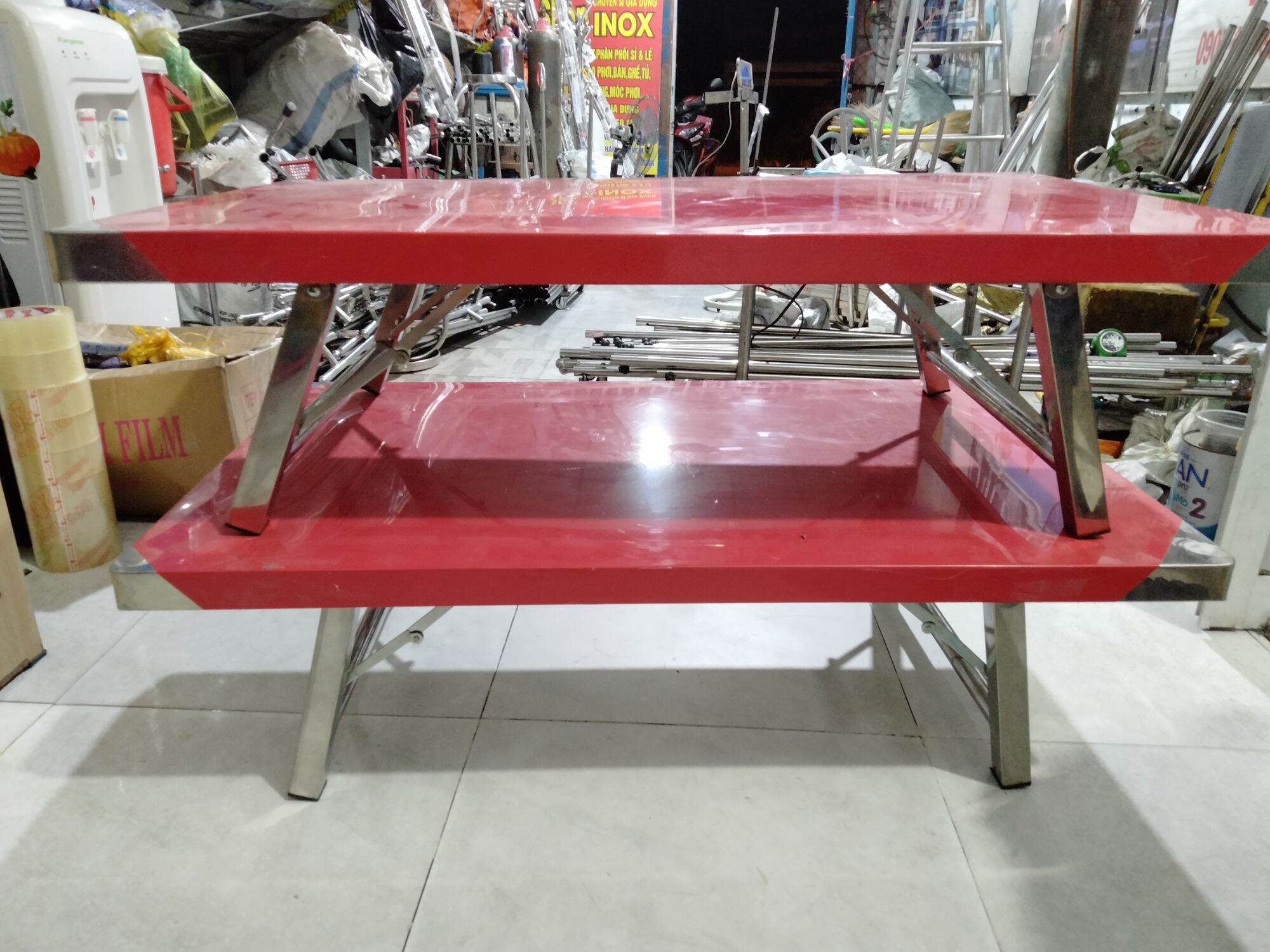 Bàn inox xếp gọn cao 3 tấc