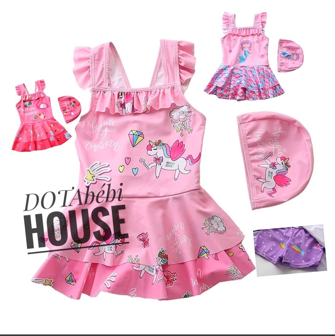 Nhiều mẫu, có nón váy bơi liền sw0390 tay cánh tiên size đại cho bé gái - dotabébi house