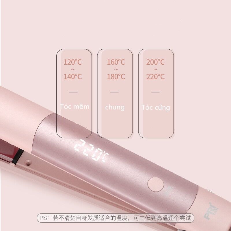 Máy là (duỗi) tóc siêu mỏng Pritech có 6 mức chỉnh nhiệt, bảo hành 3 tháng