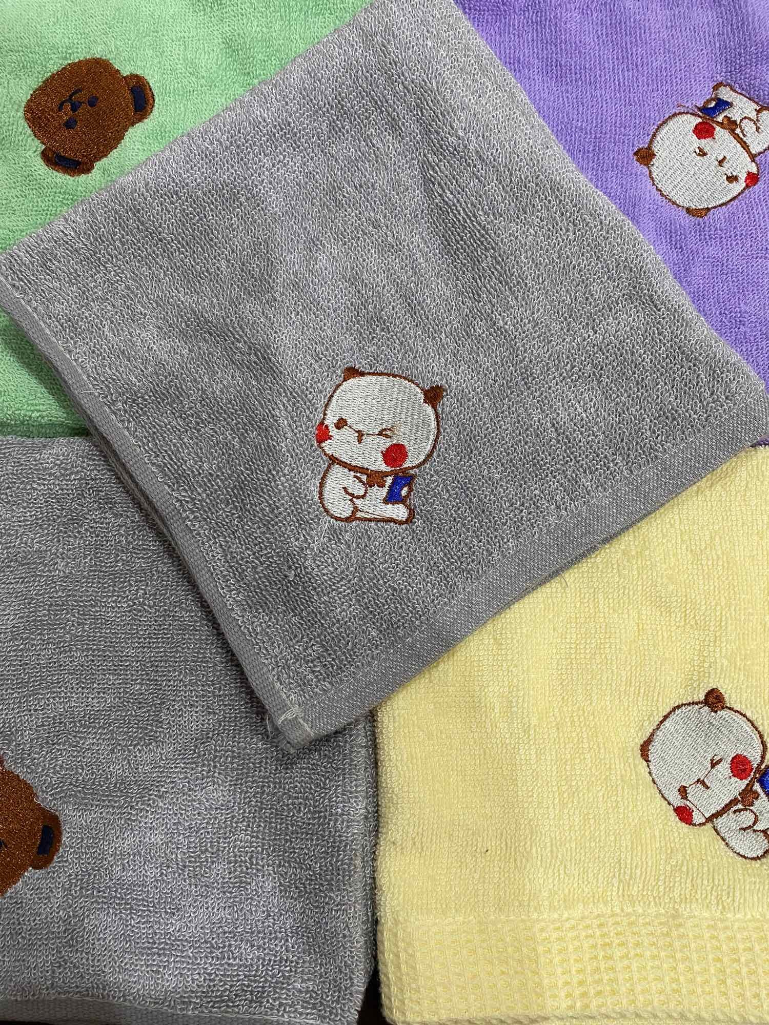 Khăn sữa , khăn mặt cotton organic cho bé thêu hình dễ thương . kích thước 35x35cm
