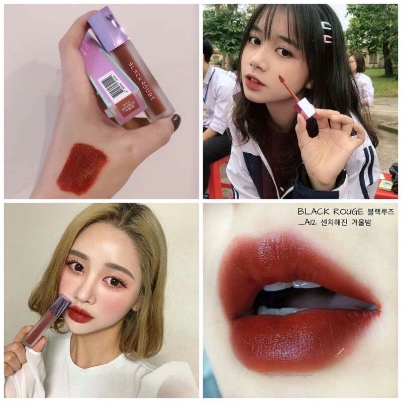 Son kem lì màu đỏ nâu - nâu gạch blackrouge airfit velvet tint a12