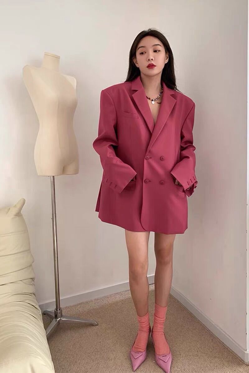 Áo Blazer Hồng 2 Lớp Hàng Thiết Kế Thương Hiệu Quynh Design