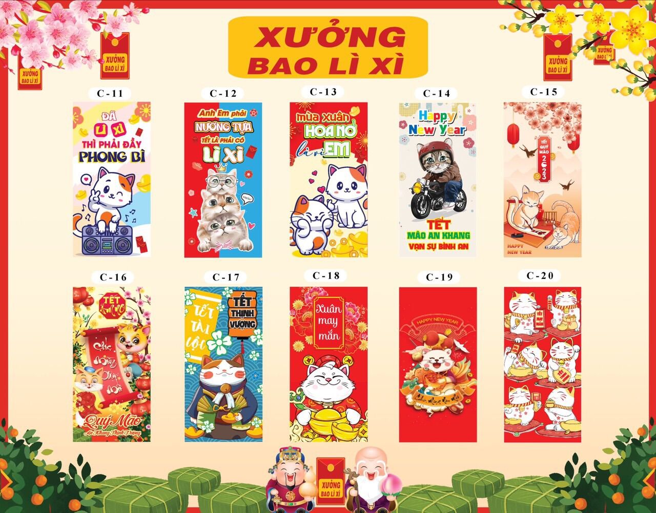 SỈ 1000 BAO LÌ XÌ ĐẸP ( vô sẵn 10 cái xấp bao kiếng)