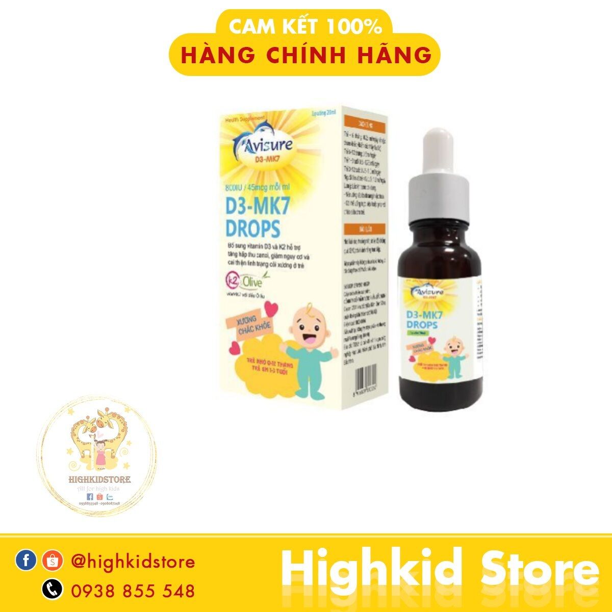Avisure d3-mk7 – dung dịch hỗ trợ bổ sung canxi, vitamin d3, k2 cho bé