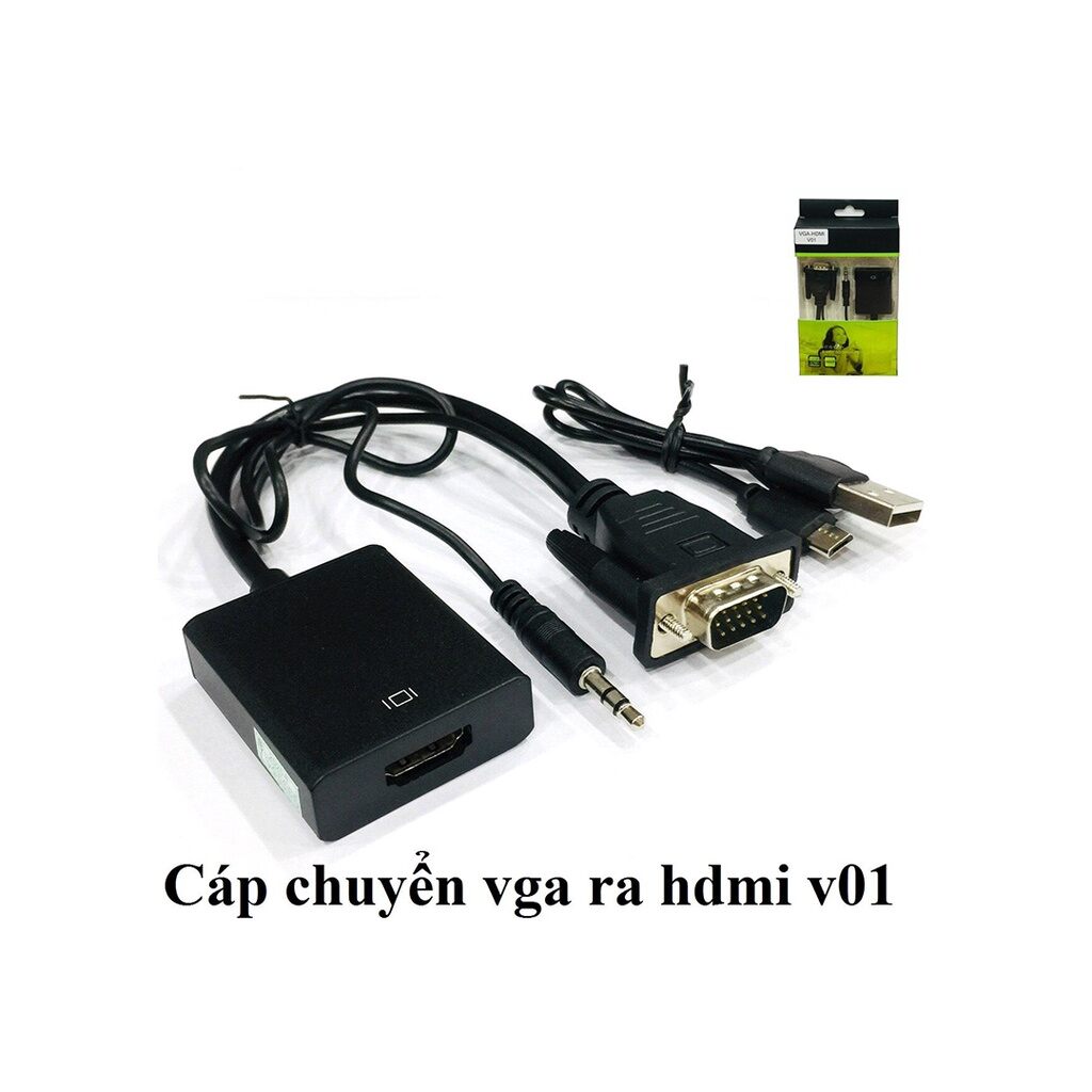 Cáp chuyển VGA sang HDMI có audio âm thanh loại tốt - cáp Vga to hdmi