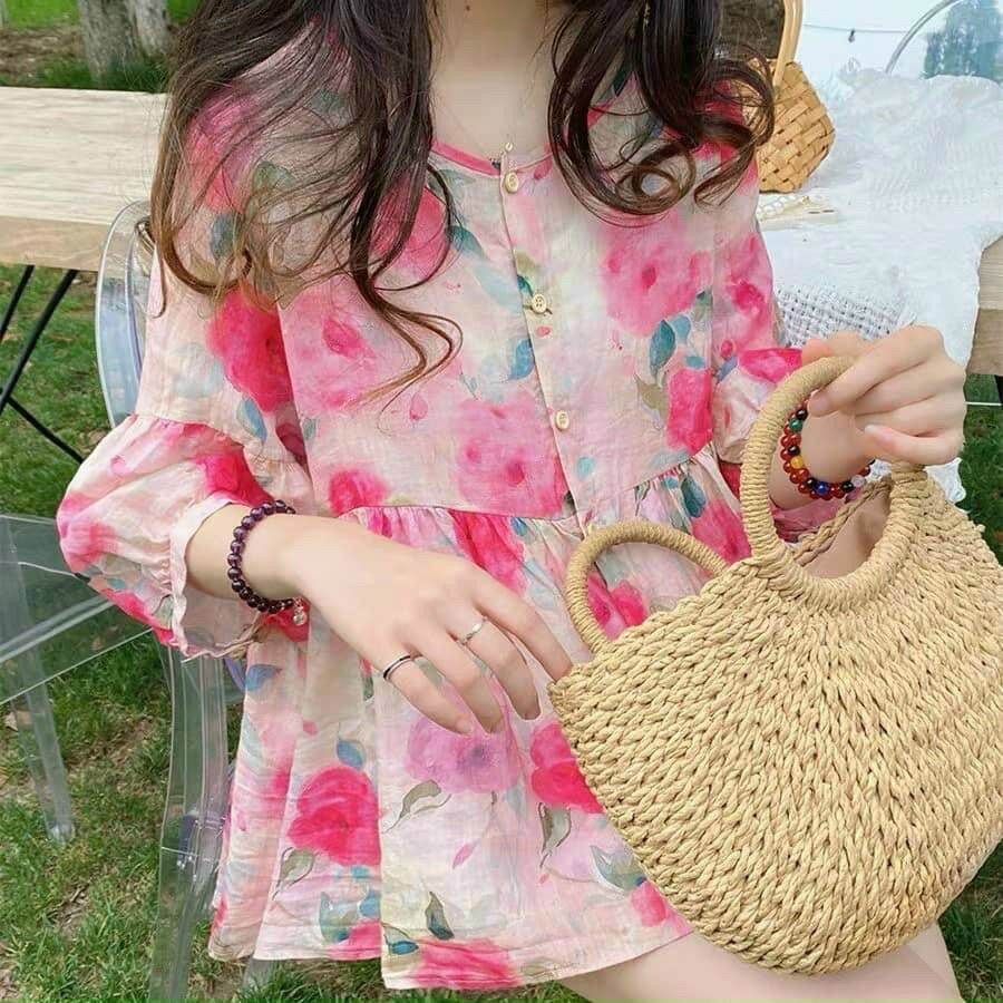 Áo babydoll hoa chất đũi xốp cực xinh - A204