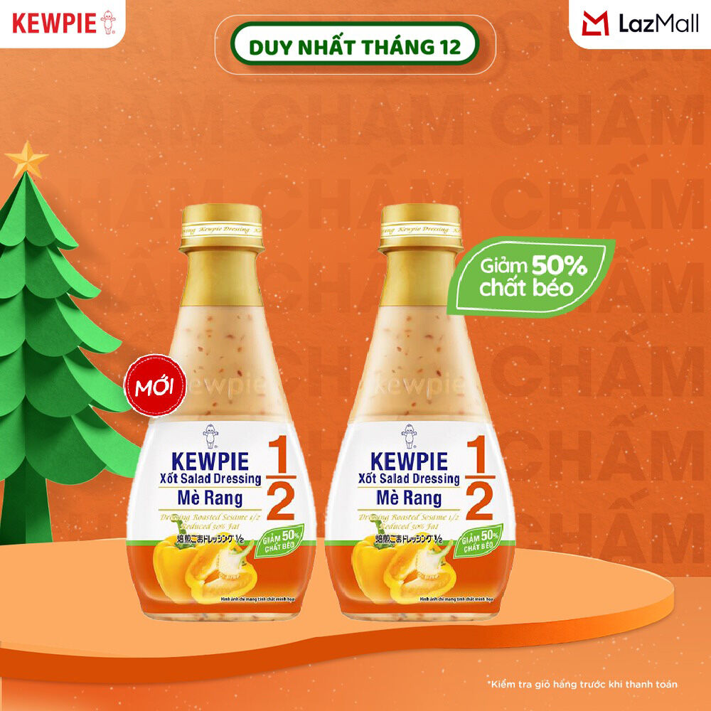  Combo 2 chai Xốt Salad Dressing Mè Rang 1 2 Giảm 50% Chất Béo Kewpie 210ml 