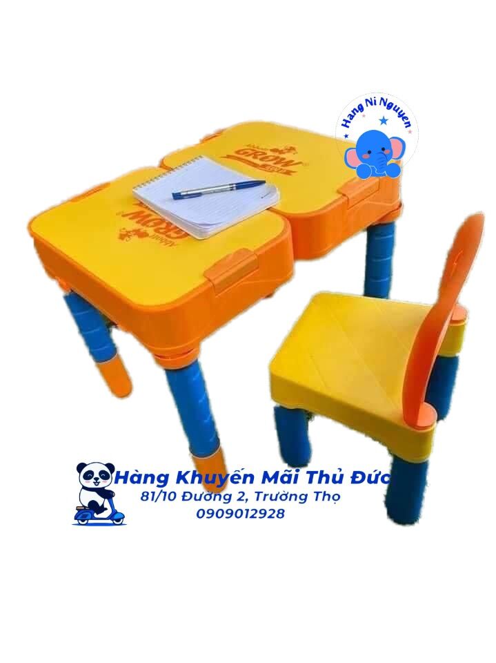Bộ bàn ghế nhựa gấp gọn có ngăn đựng đồ cho bé (TẶNG KHỦNG LONG CHÚT CHÍT)