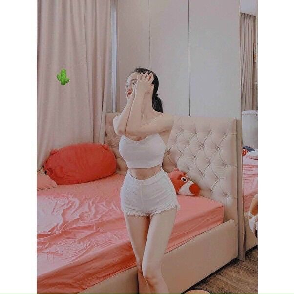 Quần đùi thun gân phối ren