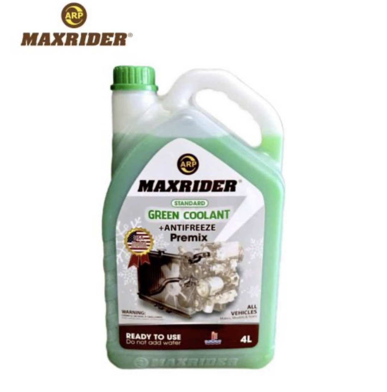 NƯỚC LÀM MÁT ĐỘNG CƠ,Ô TÔ MAXRIDER ,GREEN COOLANT ,ANTIFREEZE ,PREMIX ,MÀU XANH ,4lít