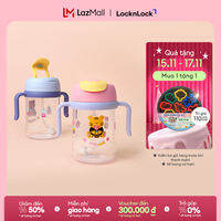 Bình nước cho bé LocknLock Kids Dual Bottle có tay cầm và ống hút trợ lực ABF852