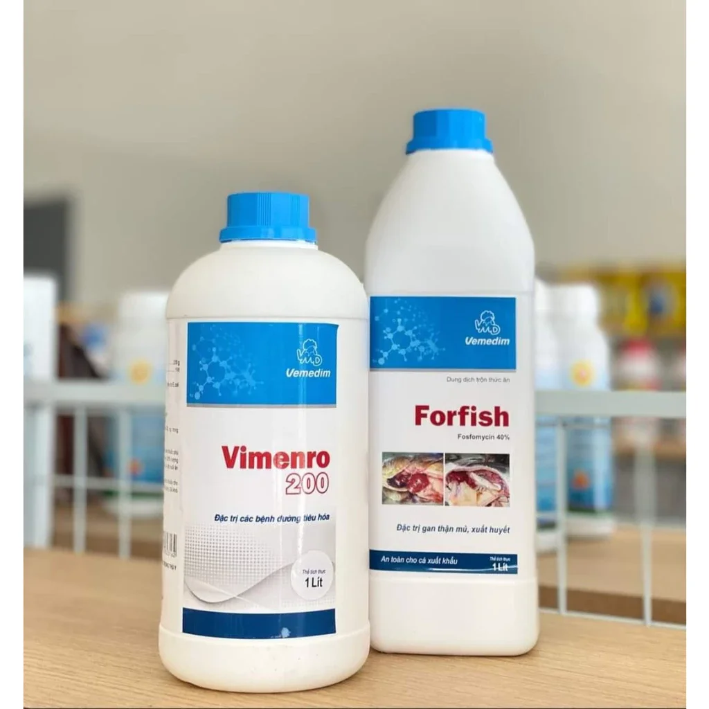 Combo 2 chai Forfish 1 lit + Vemenro 1lit, gan thận mũ cho tôm cá