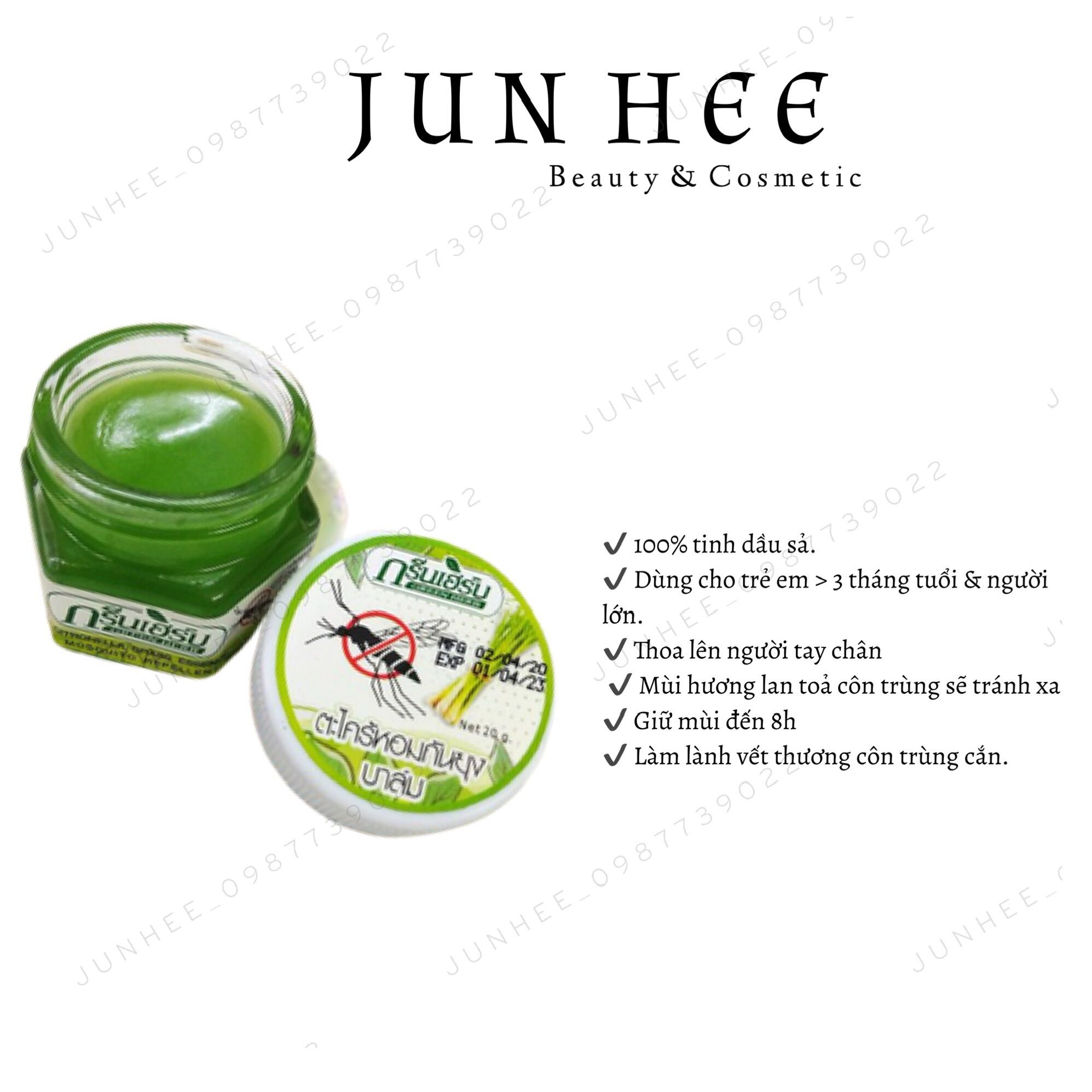 [ JunHee AUTH ] Dầu chống muỗi GREEN HERB Thái Lan hương đất