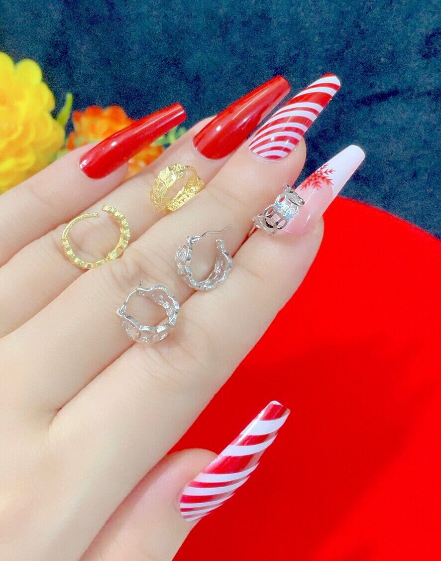 Bông tai kim tiền mạ vàng 18k mạ bạch kim mẫu mới về