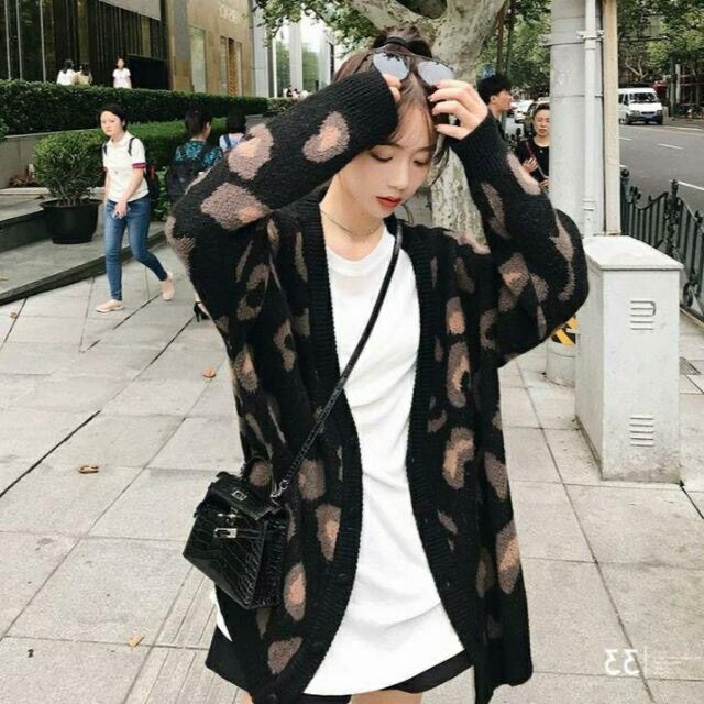 Áo Khoác Len Cardigan Len Hoạ Tiết Báo