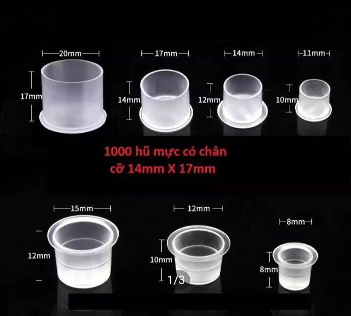 💞1000 Hũ Đựng Mực Xăm Có Chân Cỡ 14Mm X17Mm