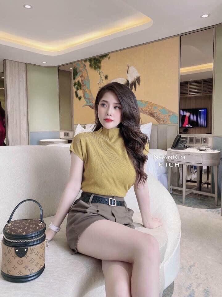 Áo len nữ cộc tay cổ 2 phân tay hến trơn nhiều màu hot hit