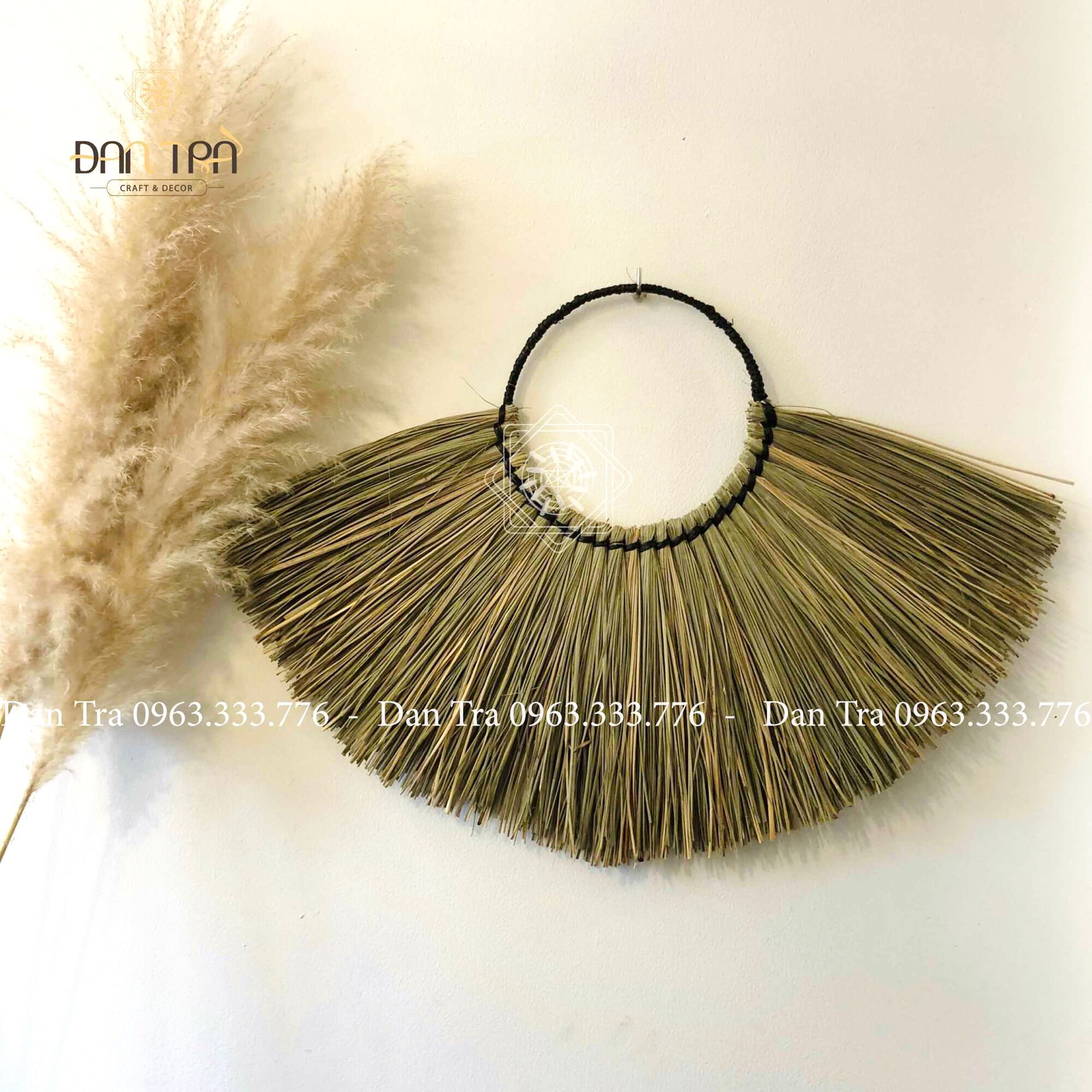 Vòng cói nhiệt đới trang trí tường - mây tre trang trí - hàng thủ công mỹ nghệ mây tre đan đan trà - decor mây tre đan