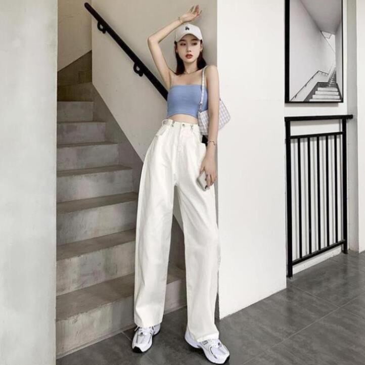Quần jean trắng nữ,  vải dày dặn mềm mại