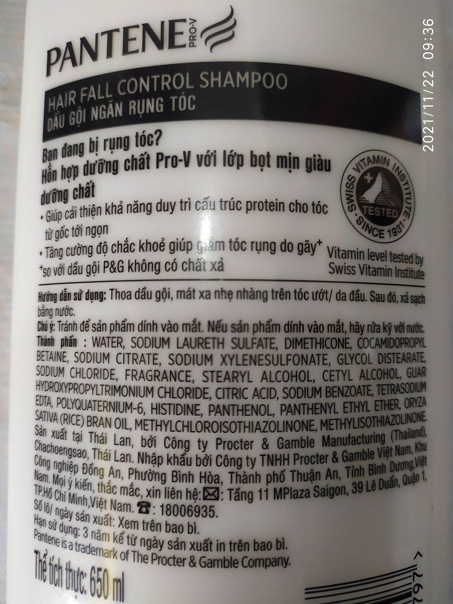 PANTENE - DẦU GỘI PANTENE NGĂN RỤNG TÓC 650ML