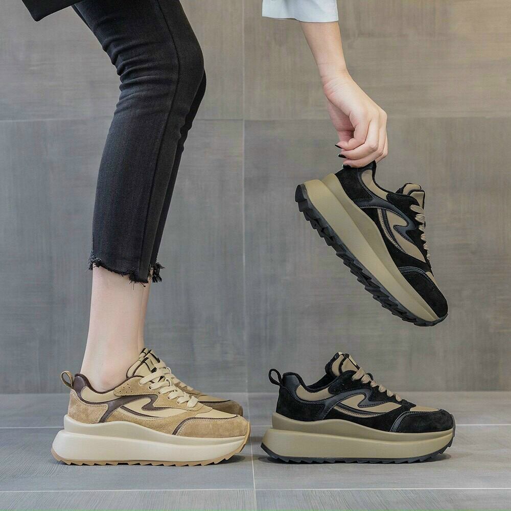 Giầy thể thao nữ giầy đế cao 5cm trống trơn trượt