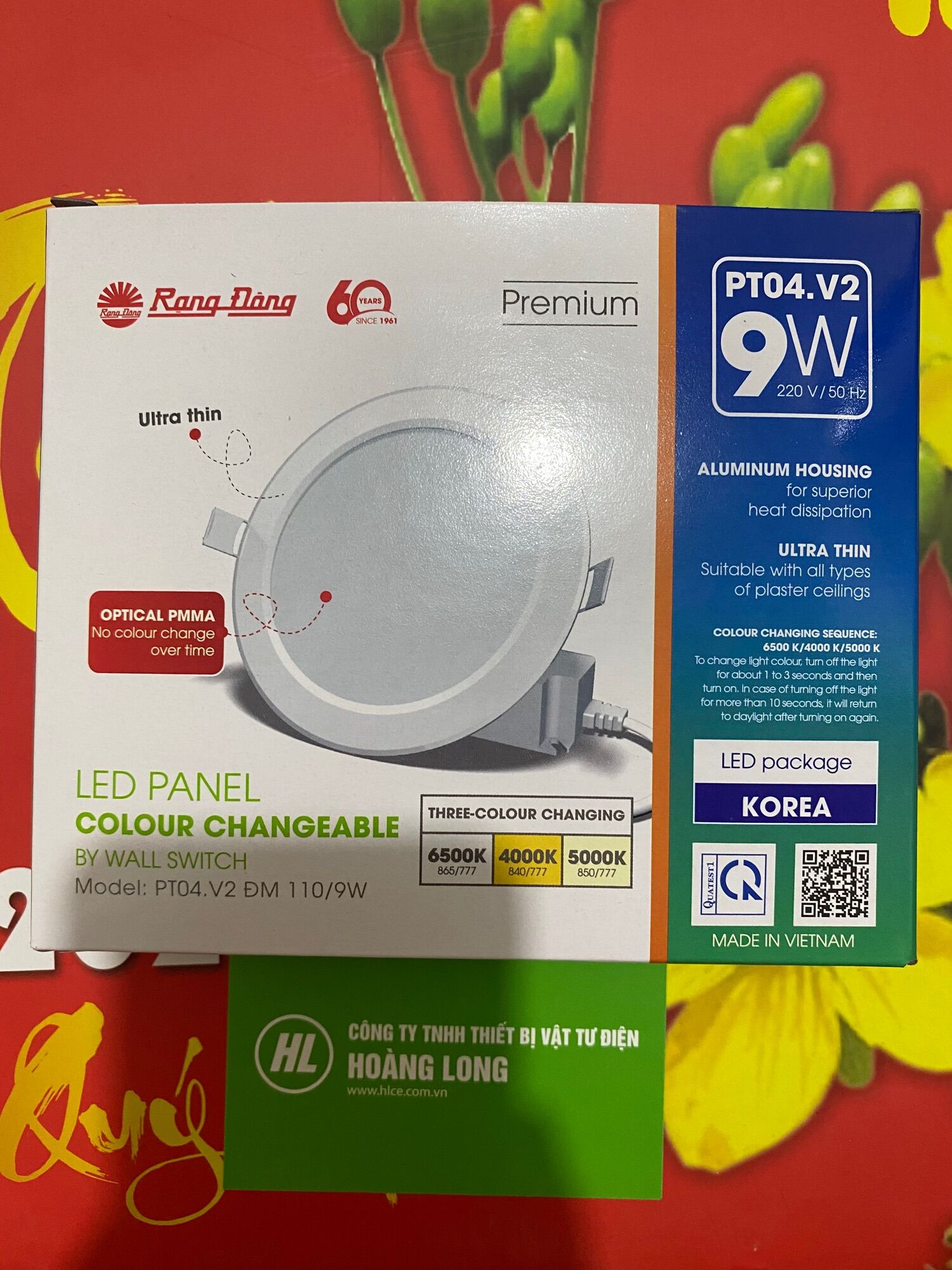 Đèn LED  Rạng Đông - Đèn PANEL tròn âm trần PT04, 9W KHOÉT LỖ 110mm