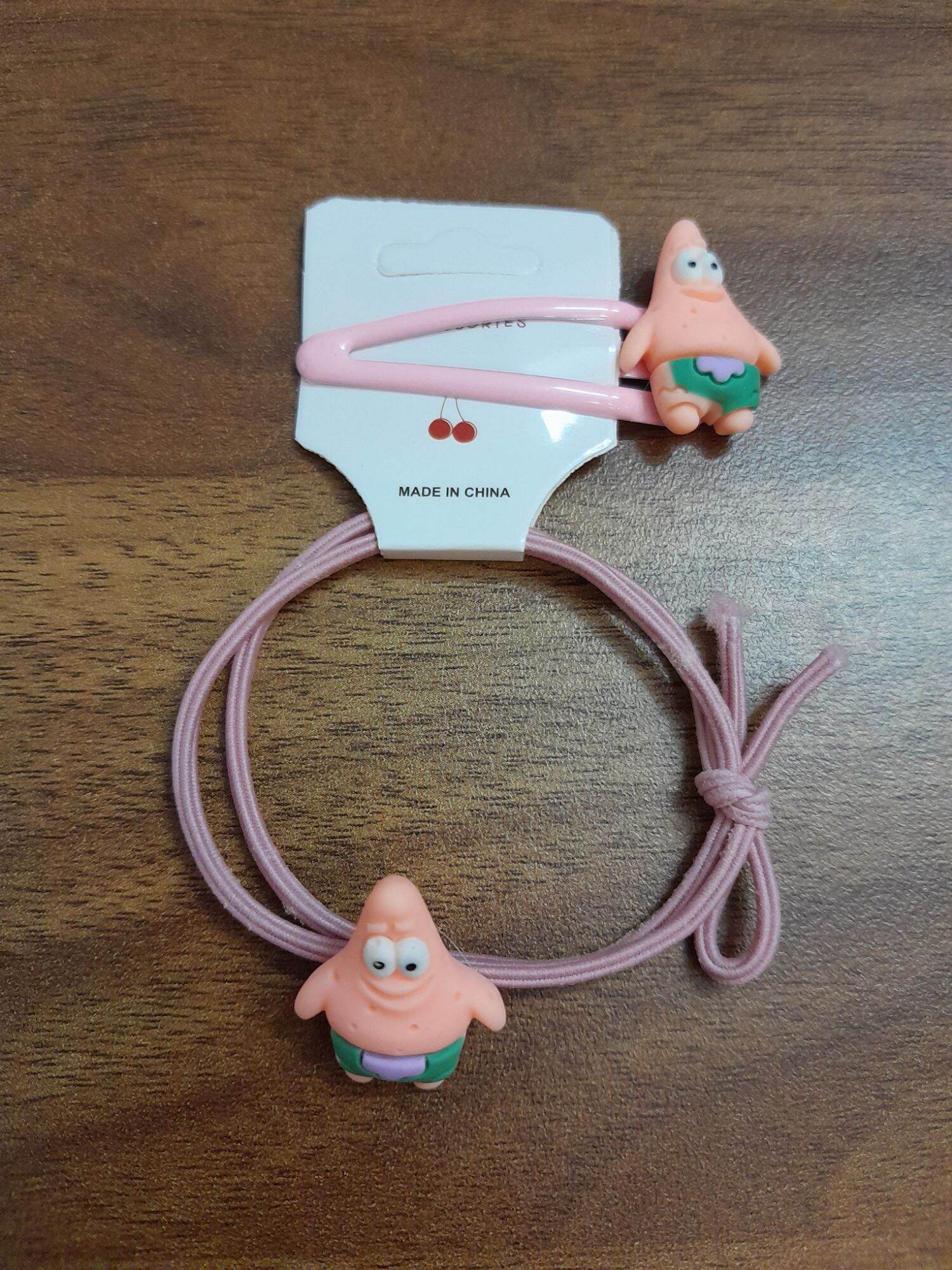 Set 2 kẹp tóc và dây cột tóc nữ đính charm hoạt hình dễ thương
