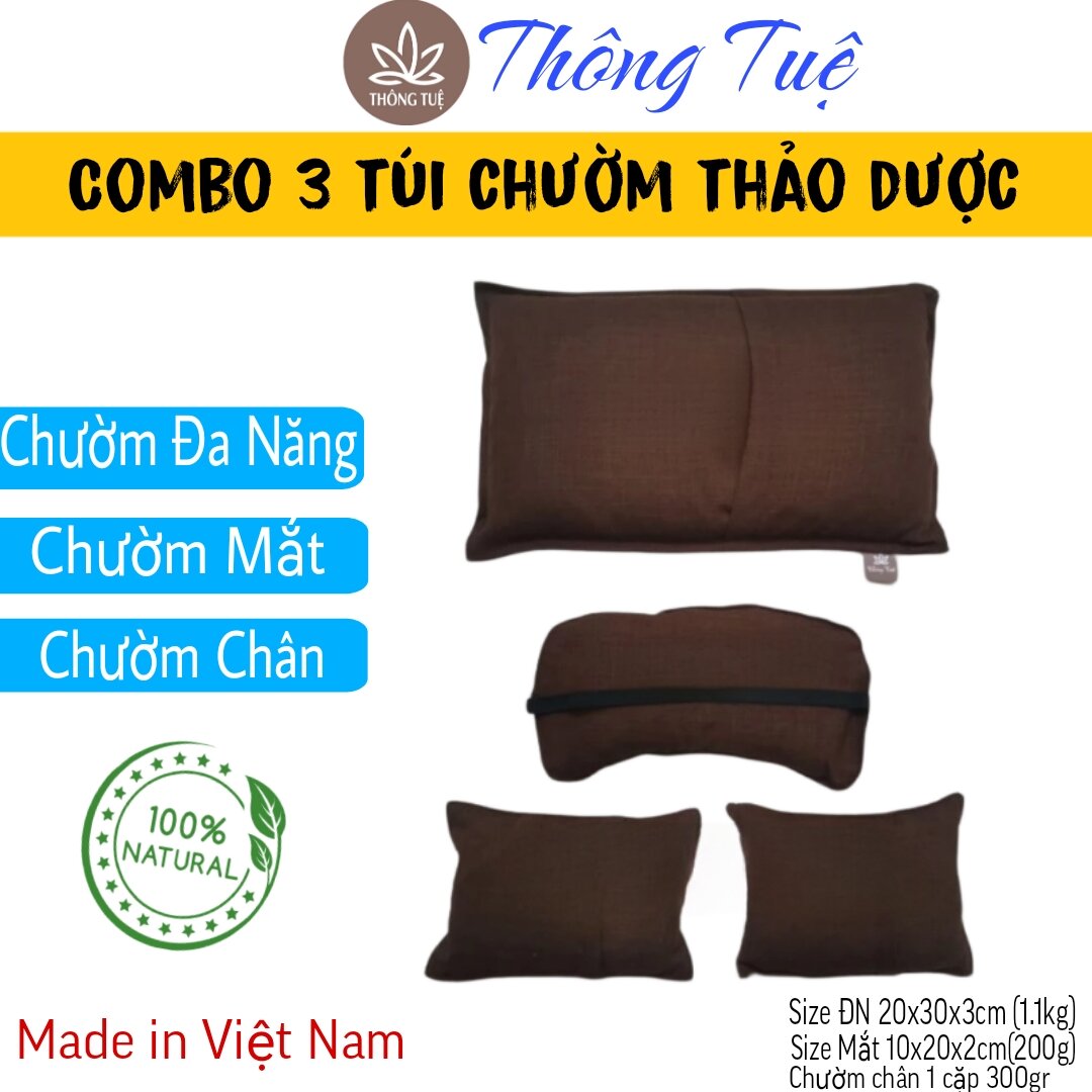 Combo 3 Túi Chườm Thảo Dược Thông Tuệ (cổ gáy + mắt + chân) Thư Giãn Giảm Đau Mỏi