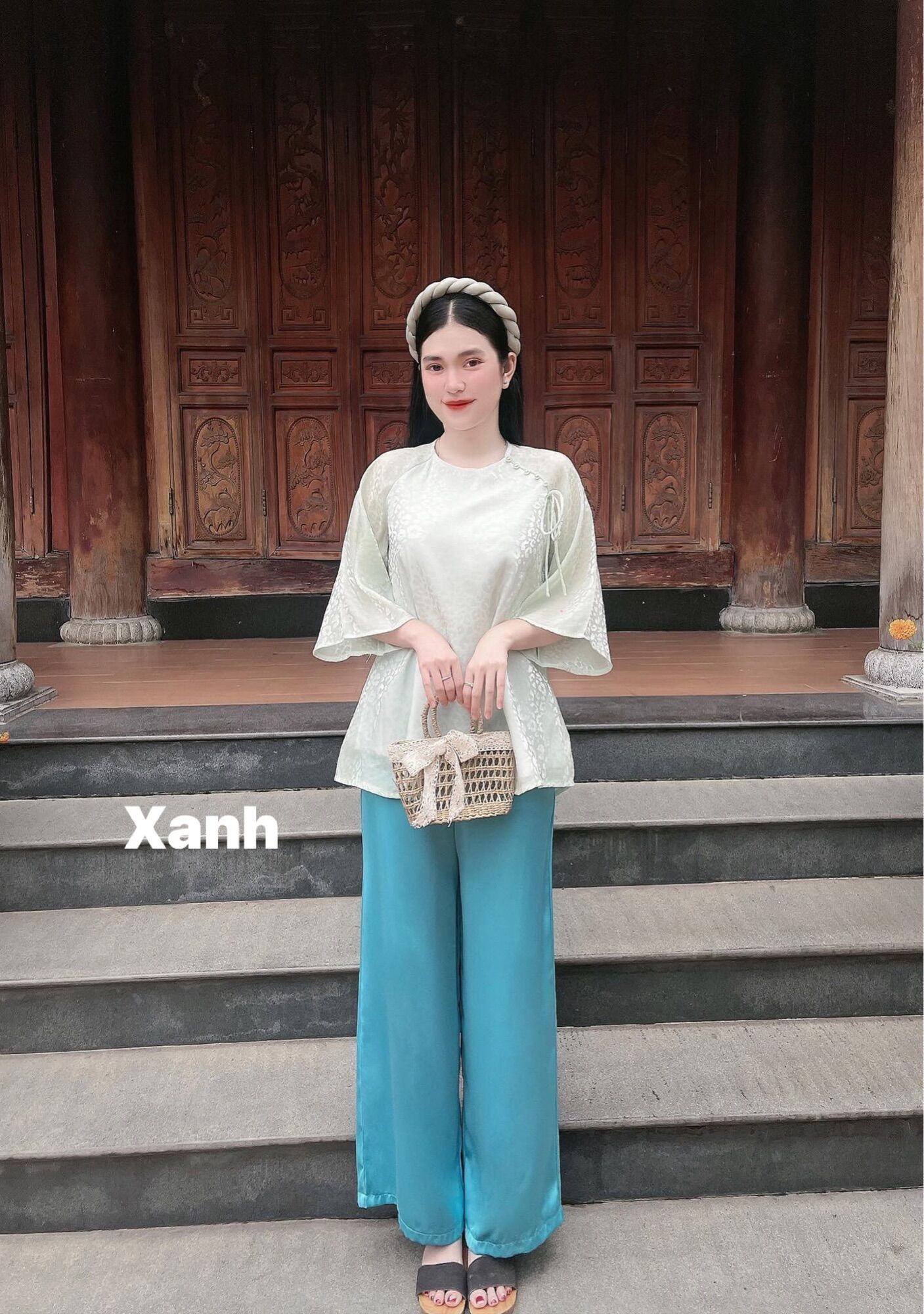 Đồ Lam Đi Chùa _ Mẫu Hồ Điệp ( Chất vãi voan lụa cao cấp )