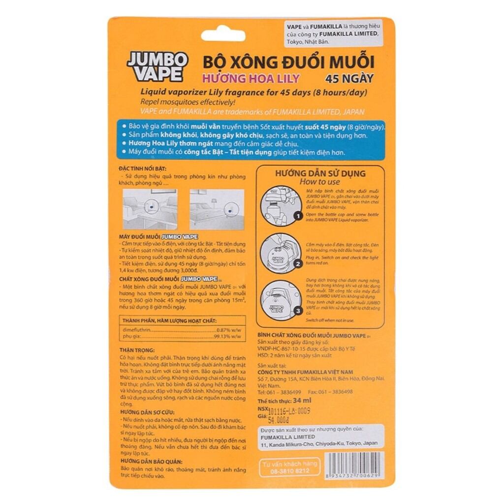 Máy và tinh dầu đuỗi muỗi Jumbo