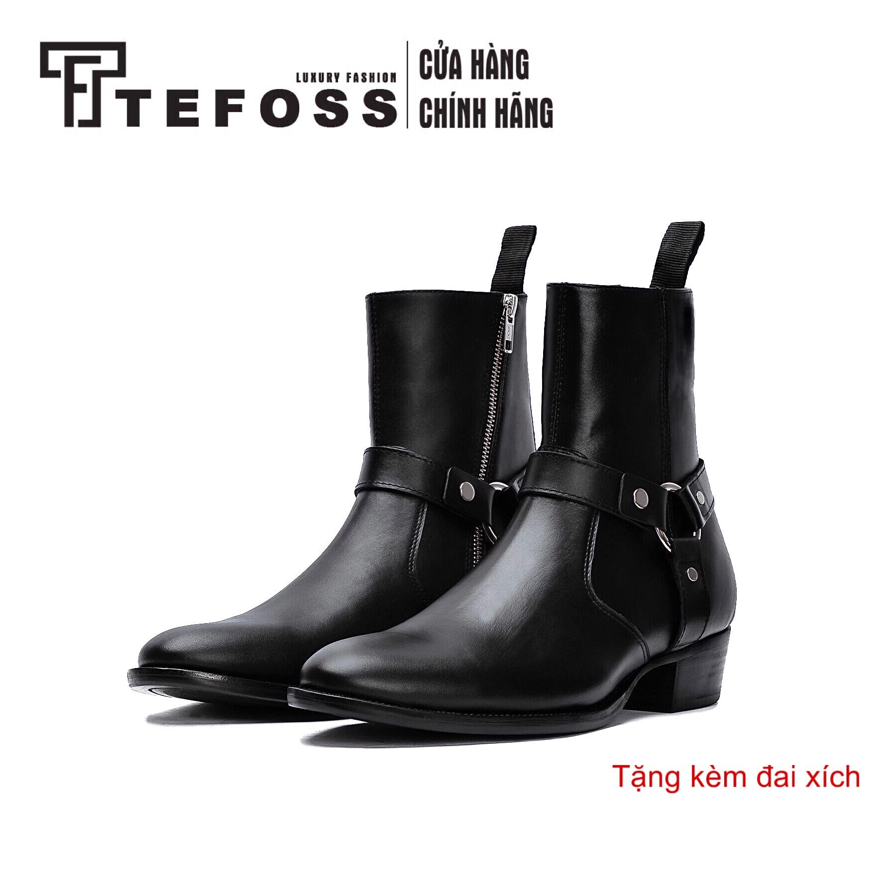 Giày Chelsea boot nam TEFOSS Harness boot cao cổ da bò thật 100% size 38-44 đế cao,khâu chắc chắn