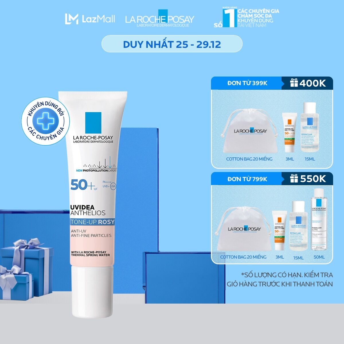 Kem Chống Nắng La Roche-Posay Dạng Gel Làm Sáng Da Uvidea Anthelios Tone-Up Rosy SPF50+ 30ml