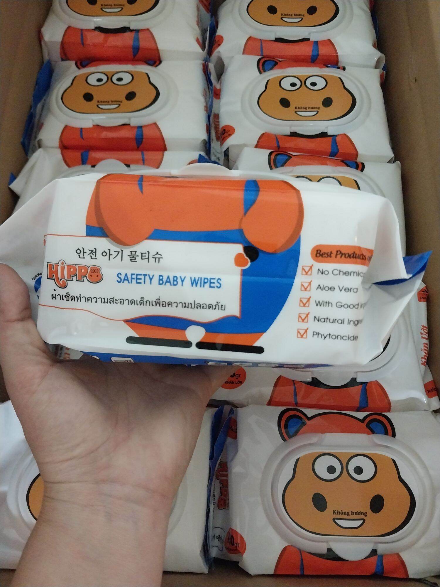 [ Giá Sỉ 5 Gói ] Khăn Ướt Hippo 650gr Không Mùi Khổ Giấy Lớn