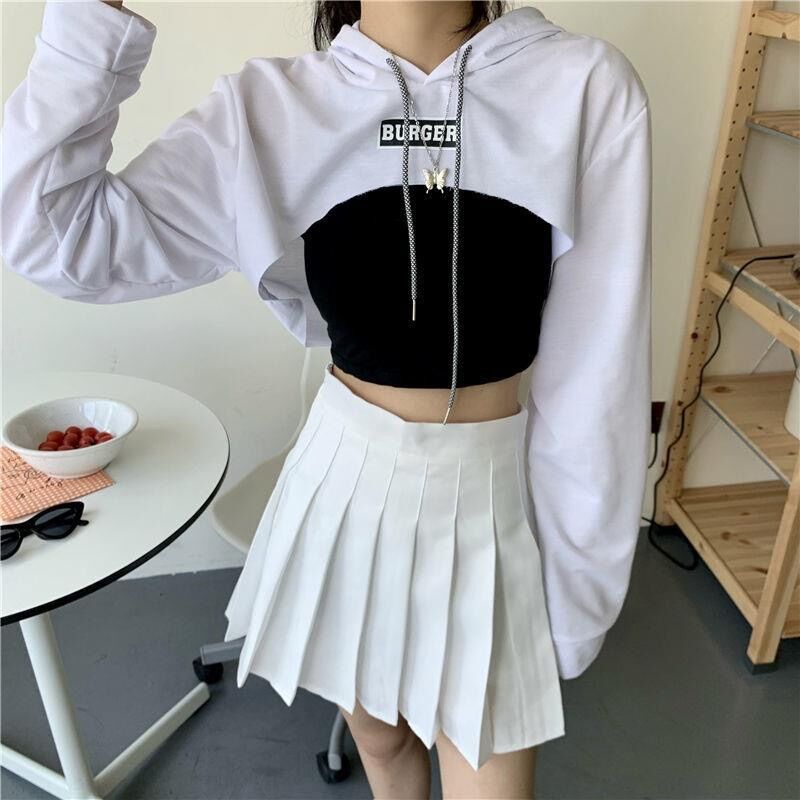 SET VÁY TENNIS + SET 2 MÓN CROP HODDIE BURGER