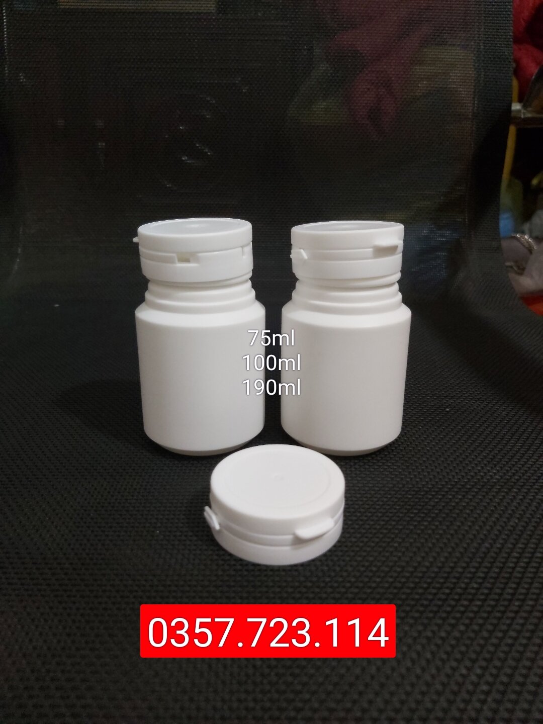 Lọ nhựa trắng HDPE xylitol nắp xé chọn size
