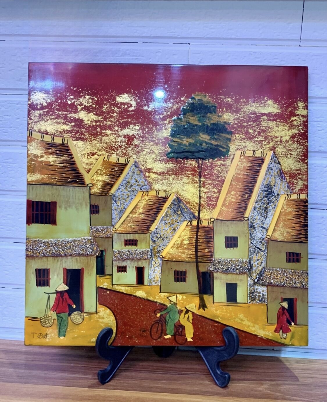 Tranh sơn mài phố cổ Hà Nội (30x30)