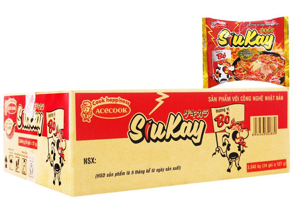 Thùng 24 gói mì siukay vị hải sản/ vị bò