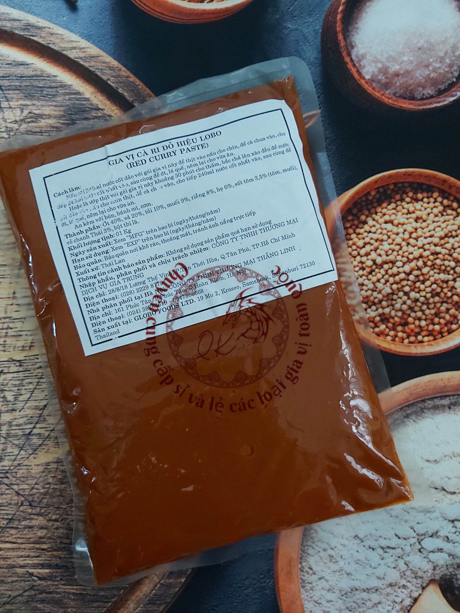 Gia vị cà ri đỏ hiệu Lobo - Thái Lan 1kg (red curry paste)