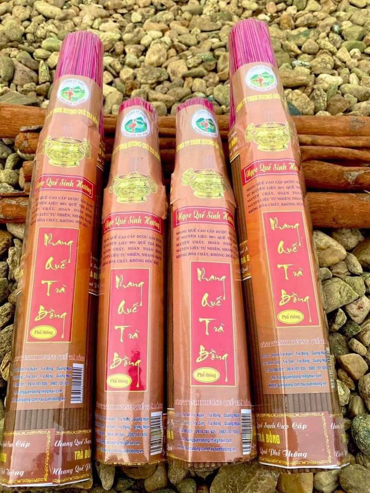 Nhang Phổ Thông Lá Quế 38cm/bó 220cay -Hương Quế Trà Bồng