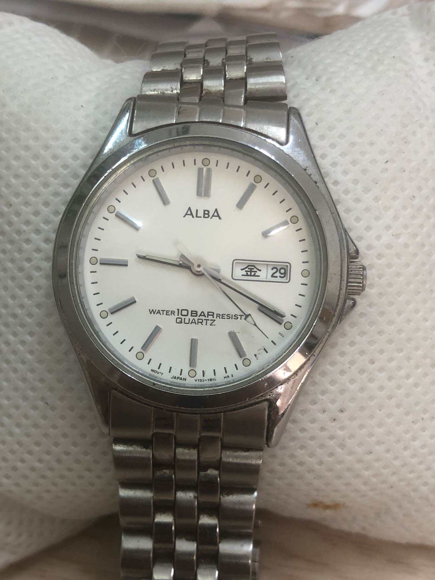 Đồng hồ nam hiệu alba, size mặt 34mm. Nam tay nhỏ đeo