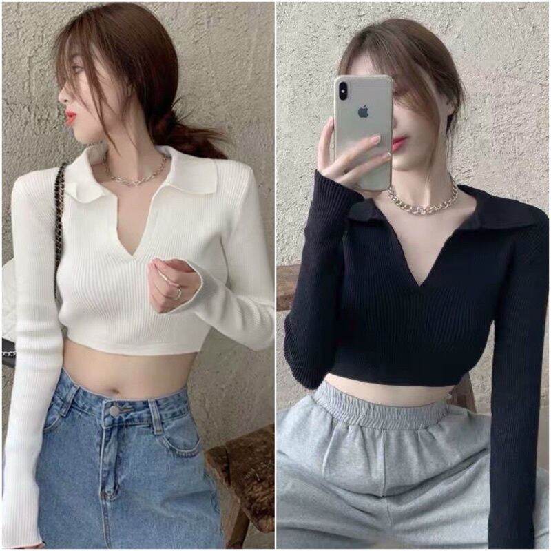 [G9] ÁO CROPTOP TAY DÀI HỞ LƯNG GỢI CẢM BOONG STORE
