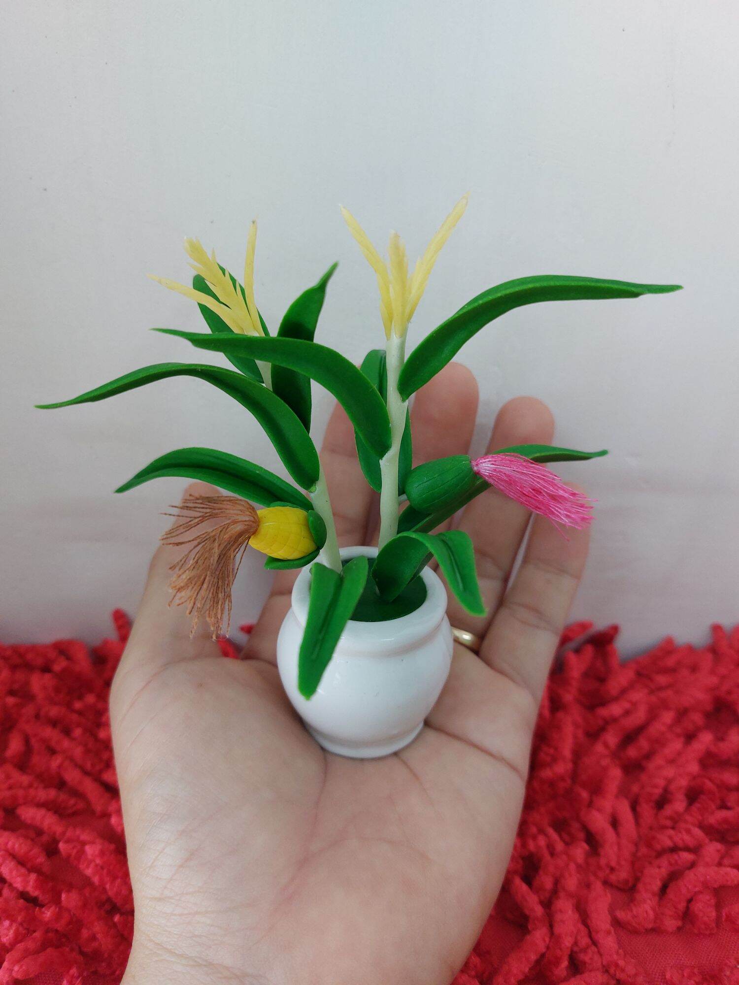 combo 5 chậu hoa đất sét mini cao 12cm đến 13cm