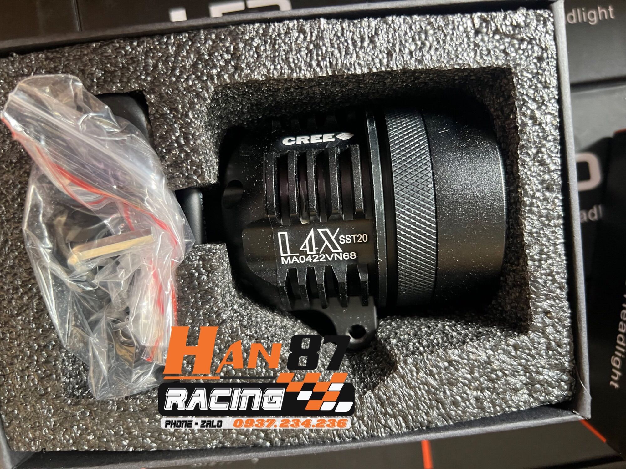 Đèn trợ sáng ma racing l4x sst20, kính tím, sáng gom