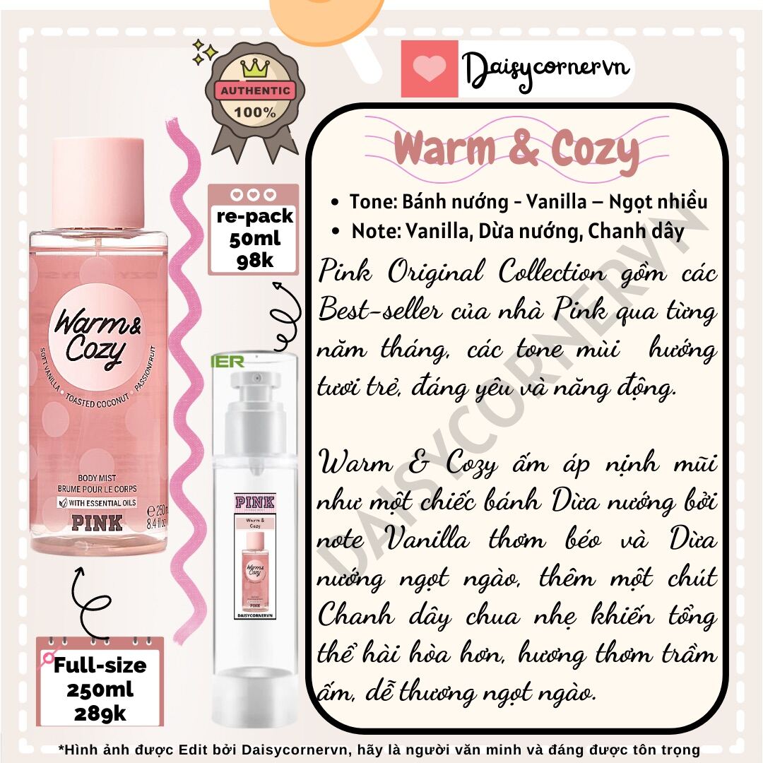 [Bill Mỹ] Pink Original - Xịt thơm Body Mist Victoria’s Secret - Warm & Cozy - Cool & Bright - Fresh & Clean - Soft & Dreamy